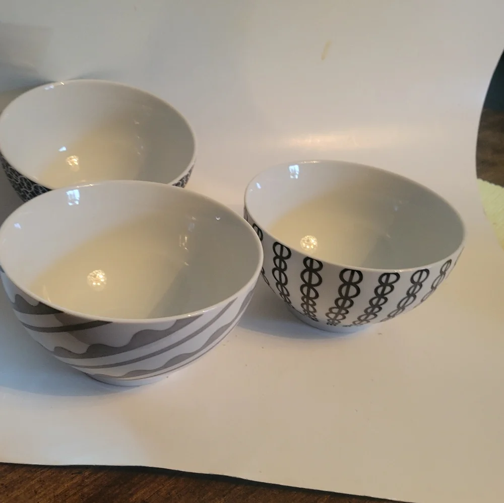 Set of Three CRATE & BARREL Patterned Bowls